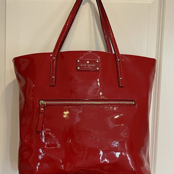 Kate Spade Red Patent Leather Tote - Picture 1 of 8